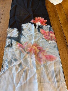 Floral Ombre Scarf with Pink Lotus Motif